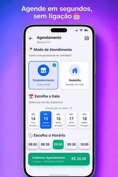 Agende em segundos, sem ligação