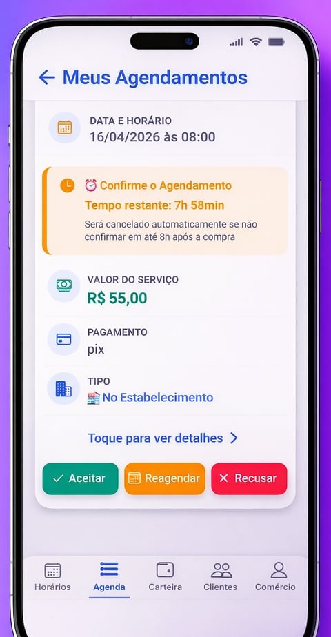 Gerencie seus agendamentos em tempo real