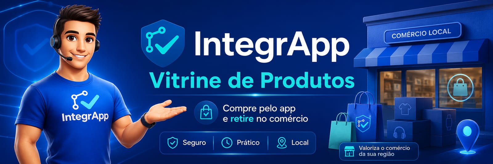 Vitrine de Produtos IntegrApp — compre pelo app e retire no comércio local, com segurança e praticidade